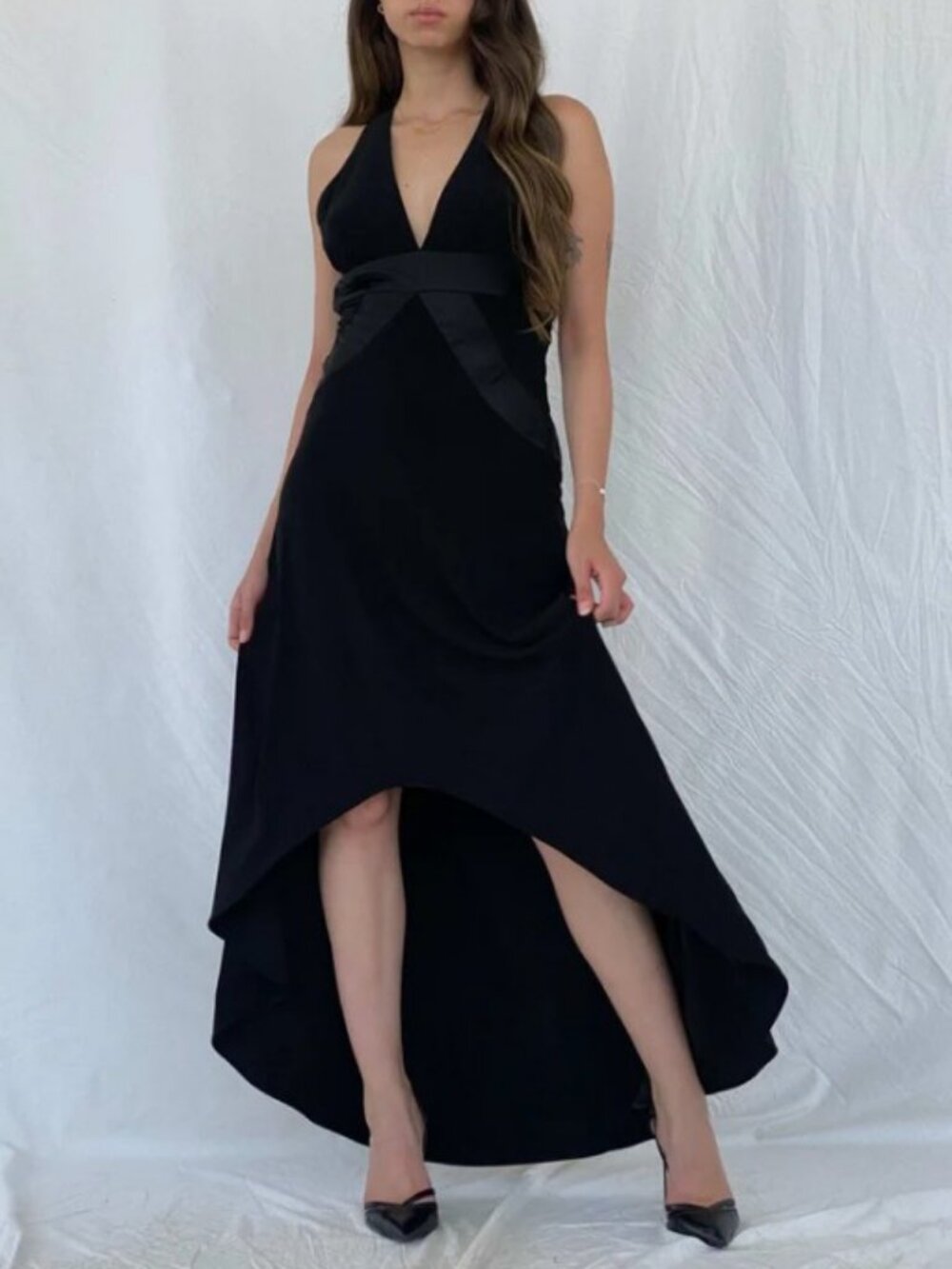 Jessica backless halter neck evening dress black women's size 8 NWT
